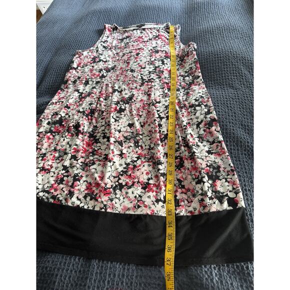 J. Jill Wherever Floral Sleeveless Dress Pink Gray Black Rose Sz L Spring Summer - Picture 8 of 8